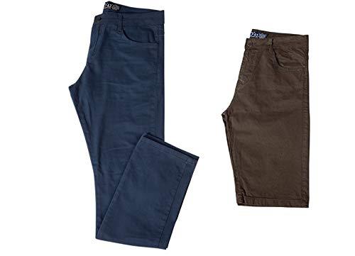 Kit com Calça e Bermuda Jeans Sarja Masculina com Lycra - Azul e Verde - 42