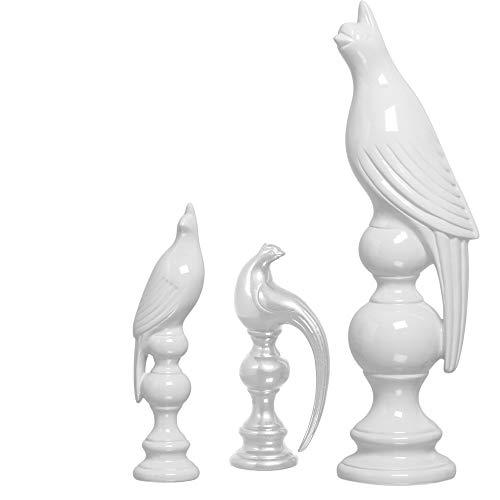 Trio De Passaros Exoticos Ceramicas Pegorin Branco
