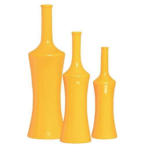 Trio De Garrafa Magra Ceramicas Pegorin Amarelo