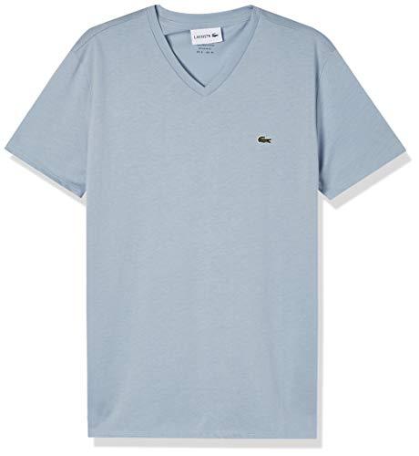 Camiseta Masculina em Jérsei de Algodão Pima com Gola V, Azul Claro, GG