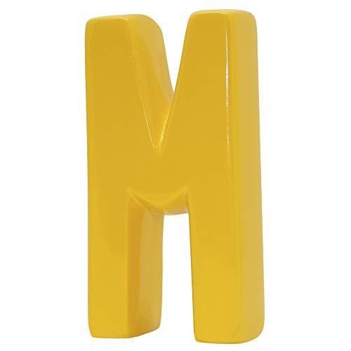 Letra M Decorativa Ceramicas Pegorin Amarelo