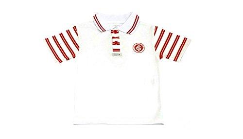 Camiseta Polo Manga Curta Internacional, Rêve D'or Sport, Criança Unissex, Branco/Vermelho, 1