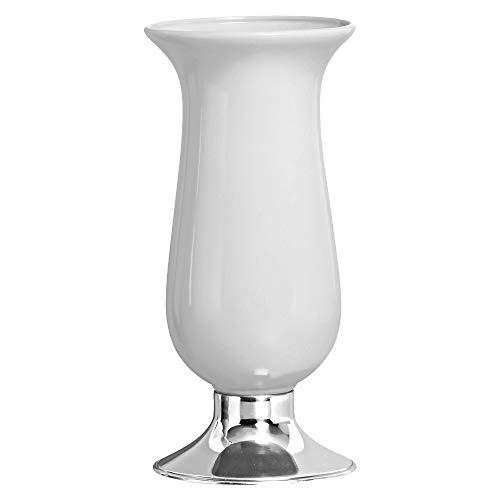 Vaso Imperial Pé De Alumínio Ceramicas Pegorin Branco