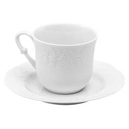Conjunto de 6 Xicaras de Chá com Pires de Porcelana Rojemac Cinza