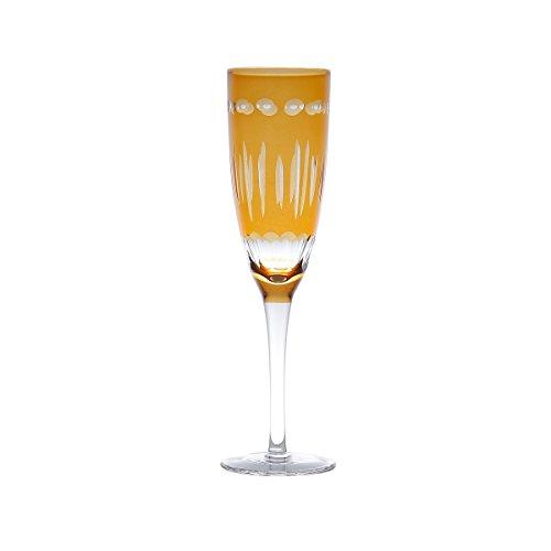 Conjunto 6 Taças para Champagne de Vidro Lapidadas Elegance Lyor Âmbar 150Ml
