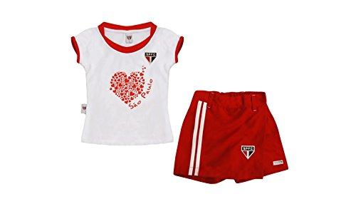 Conjunto camiseta e shorts-saia São Paulo, Rêve D'or Sport, Meninas, Branco/Vermelho, 8