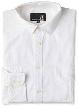 JAB Camisa Casual 30s Twill Garment Dye Masculino, Tam G, Branco