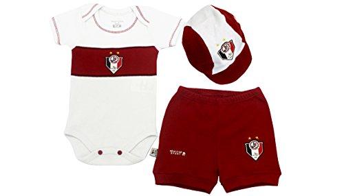 Kit body, shorts e boné Joinville, Rêve D'or Sport, Bebê Unissex, Branco/Vermelho/Preto, M