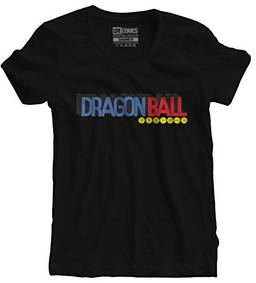 Camiseta feminina Dragon Ball logo preta Live Comics cor:Preto;tamanho:M