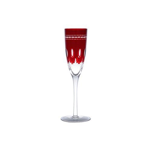 Conjunto 6 Taças para Champagne de Vidro Lapidadas Luna Lyor Vermelho 190Ml