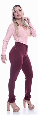 Calça Jeans Feminina Skinny Cintura Alta (40, Vinho)
