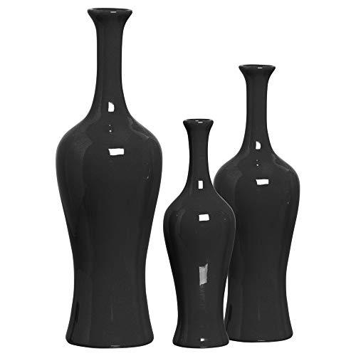 Trio de Garrafa Gorda Ceramicas Pegorin, Preto