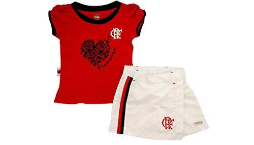 Conjunto camiseta e shorts-saia Flamengo, Rêve D'or Sport, Meninas, Preto/Vermelho/Branco, 6