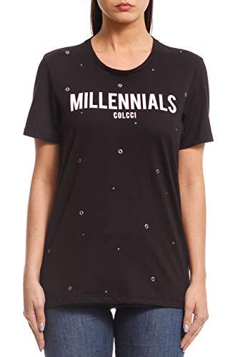 Camiseta com aplicação Millennials, Colcci, Feminino, Preto, G
