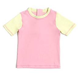 Camisa Manga Curta Infanti Rosa e Amarelo - TAM 4