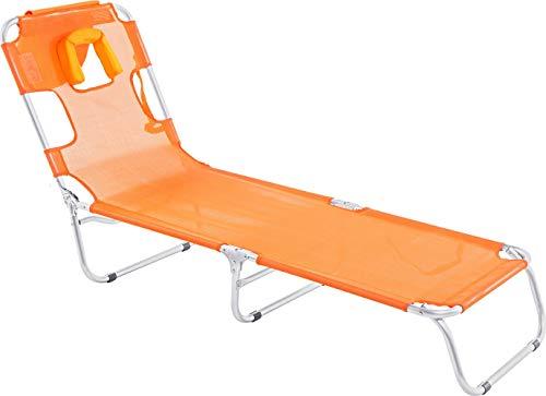 Cadeira Espreguiçadeira Mormaii Laranja Textilene Aluminio