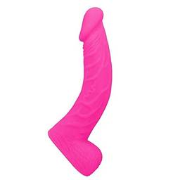 Pênis Realístico Curvado com Escroto, Nanma, Pink, 19cm
