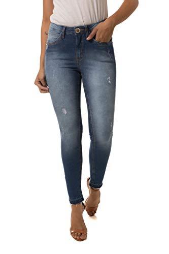 Calça Jeans Mid Rise Skinny, Eventual, Feminino, Azul, 38