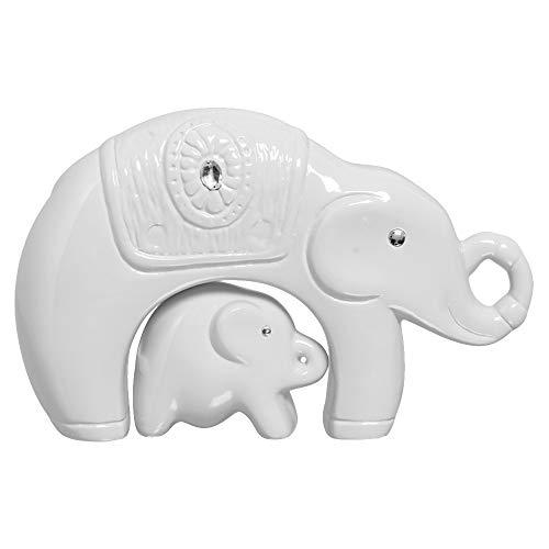 Duo Elefantes Mãe E Filhote Ceramicas Pegorin Branco