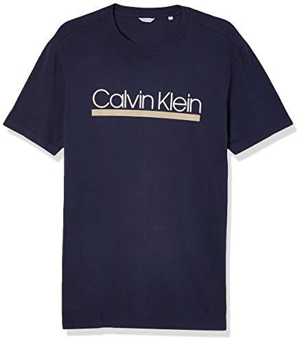 Camiseta Slim Listra, Calvin Klein, Masculino, Azul, GG