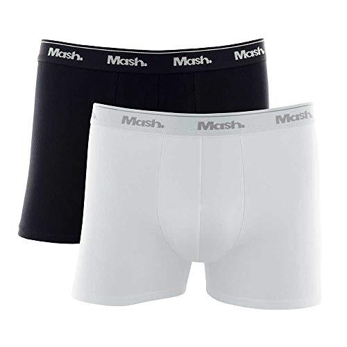 Mash Kit 2 Cuecas Boxer, Masculino, Branco/Preto, P