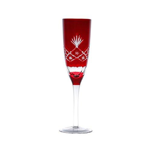 Conjunto 6 Taças para Champagne de Vidro Lapidadas Tropicalis Lyor Vermelho 150Ml