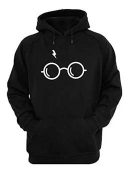 Moletom Blusa Canguru Harry Potter Óculos Promoção (G, Preto)