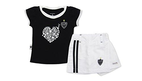 Conjunto camiseta e shorts-saia Atlético Mineiro, Rêve D'or Sport, Meninas, Preto/Branco, 8
