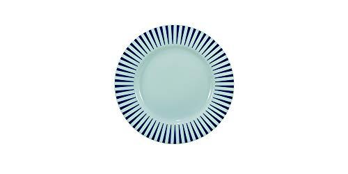 Estojo com 6 pratos sobremesa. Modelo redondo aba larga. Decoração sol azul. Fabricado pela porcelana schmidt.