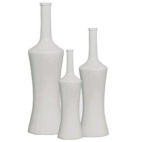 Trio De Garrafa Magra Ceramicas Pegorin Off White