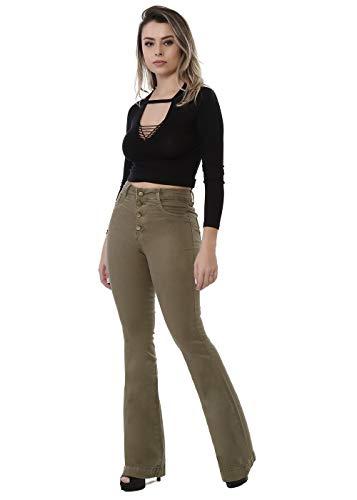 Calça feminina Flare, Sawary Jeans, Feminino, Verde musgo, 44