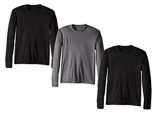 Kit com 3 Camisetas Proteção Solar Uv 50 Ice Tecido Gelado – Slim Fitness - Preto - Preto - Cinza – GG