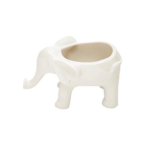 Elefante Decorativo de Cerâmica Lyor Branco 18.5 x 10.5 x 11.8 cm