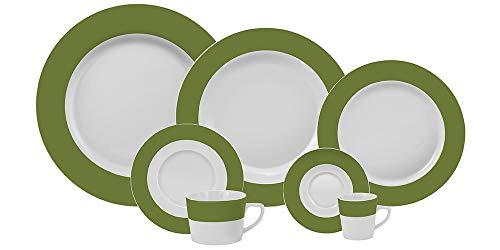 Serviço Jantar Chá Café 42 Peças Porcelana Schmidt Diversos. Decoração Linha Matte Verde Militar Pacote De 042 No Voltagev
