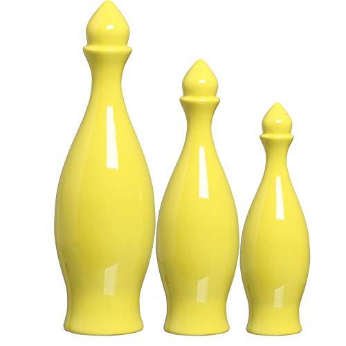 Trio De Garrafa Com Tampa Ceramicas Pegorin Amarelo