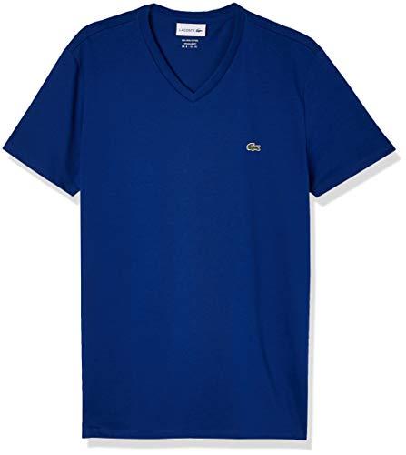Camiseta Masculina em Jérsei de Algodão Pima com Gola V, Azul Marinho, P