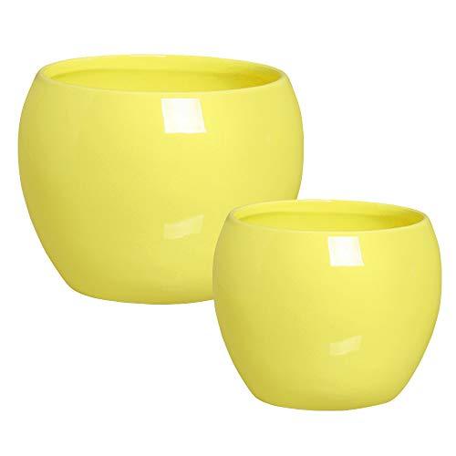 Duo Cachepôs Redondos Ceramicas Pegorin Amarelo