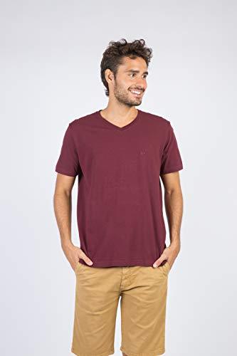 Taco Básica Gola V, Camiseta Manga Curta, Masculino, M, Vermelho (Vinho)