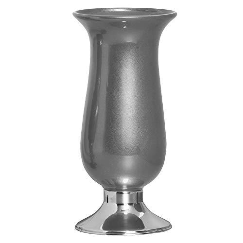 Vaso Imperial Pé De Alumínio Ceramicas Pegorin Prata