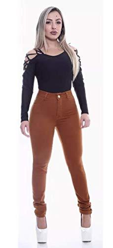 Calça Jeans Feminina Skinny Cintura Alta (46, Caramelo)