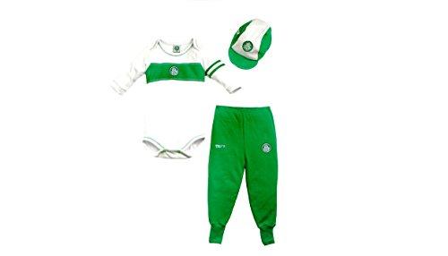 Kit body, calça e boné Palmeiras, Rêve D'or Sport, Criança Unissex, Verde/Branco, P