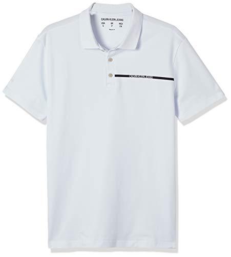 Camisa Polo Manga Curta, Calvin Klein, Masculino, Branco, M