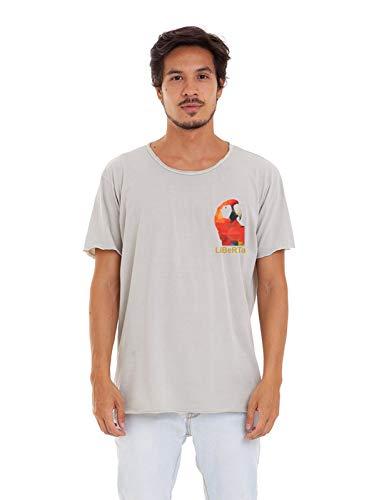 Camiseta Estonada Corte à Fio Estampada Logo Heitor, Joss, Masculino, Cinza, Médio