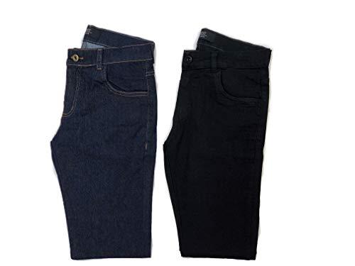 Kit 2 Calças Jeans Masculina OSTEM (Preta/Azul Escuro, 46)