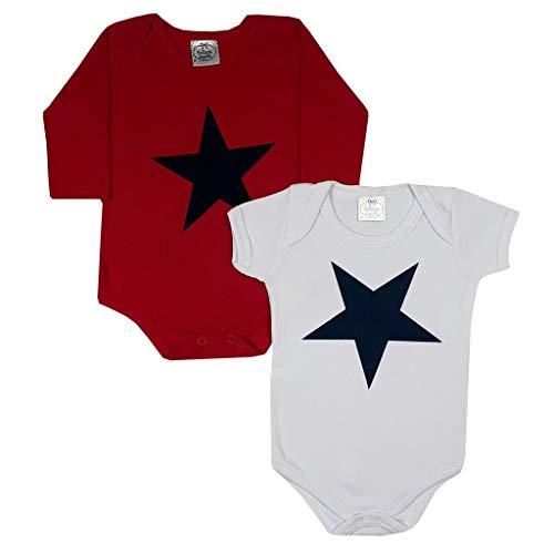 Body Bebê Estrelas Vermelho/Branco G
