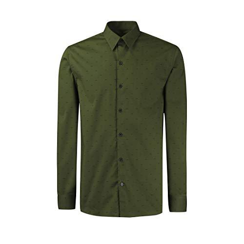 Camisa de Botões Reta, Ellus, Masculino, Verde Militar, GG