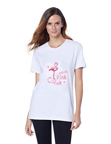 Camiseta Manga Curta Love Pink, Joss, Feminino, Branco, Médio