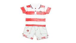 Conjunto Camiseta Polo e Bermuda Internacional, Rêve D'or Sport, Criança Unissex, Branco/Vermelho, 1