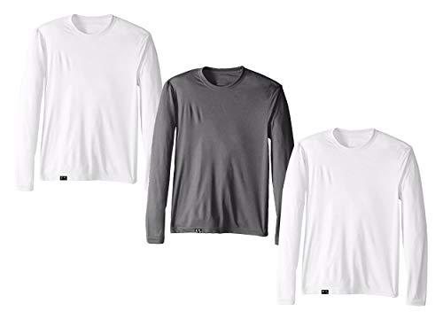 Kit com 3 Camisetas Proteção Solar Uv 50 Ice Tecido Gelado – Slim Fitness - Branco - Branco - Cinza – GG