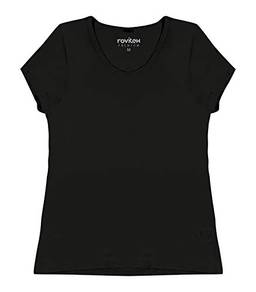 Camiseta Manga Curta Gola Redonda Plus Size, Rovitex, Feminino, Preto, P
